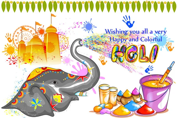 Fondo colorido Happy Hoil para el festival de colores en la India — Vector de stock