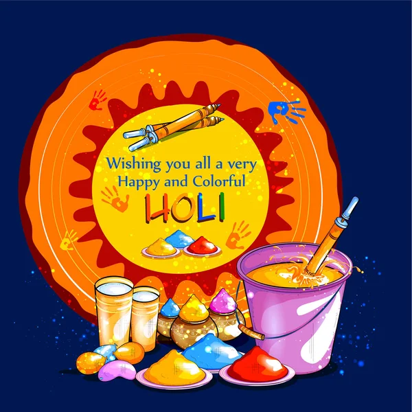 Fondo colorido Happy Hoil para el festival de colores en la India — Vector de stock