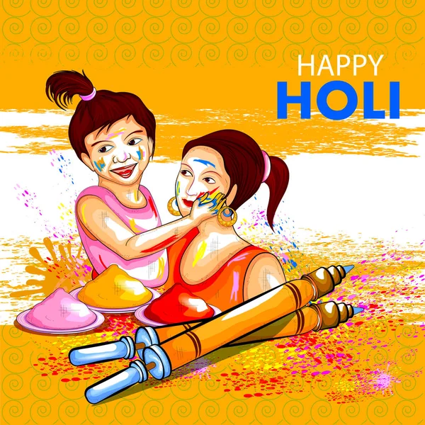 Fondo colorido Happy Hoil para el festival de colores en la India — Vector de stock