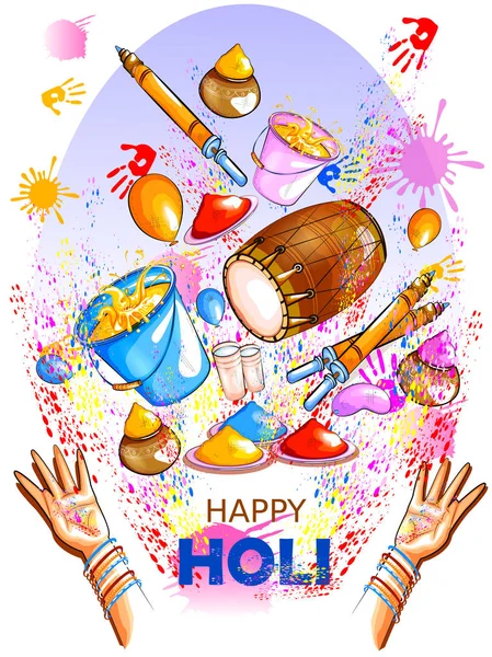 Colorful Happy Hoil background for festival of colors in India — Stock Vector