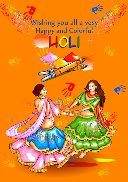 Fondo colorido Happy Hoil para el festival de colores en la India — Vector de stock