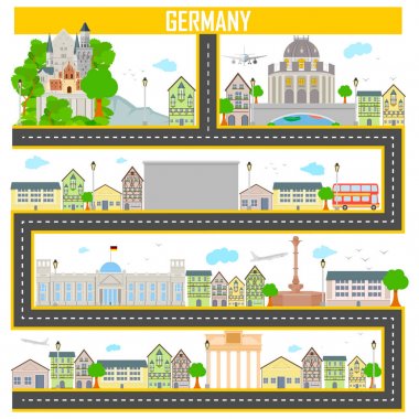 Ünlü anıt ve Almanya Bina Cityscape