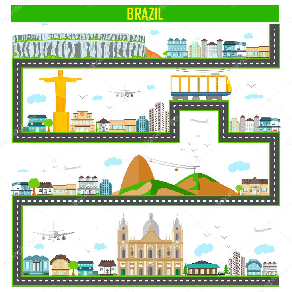 Cityscape with famous monument and building of Brazil