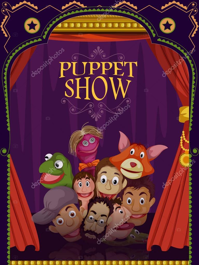 Puppet show backgrounds | Vintage retro Puppet Show banner poster