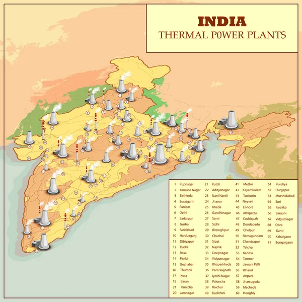 火力发电厂张印度地图 — 图库矢量图片