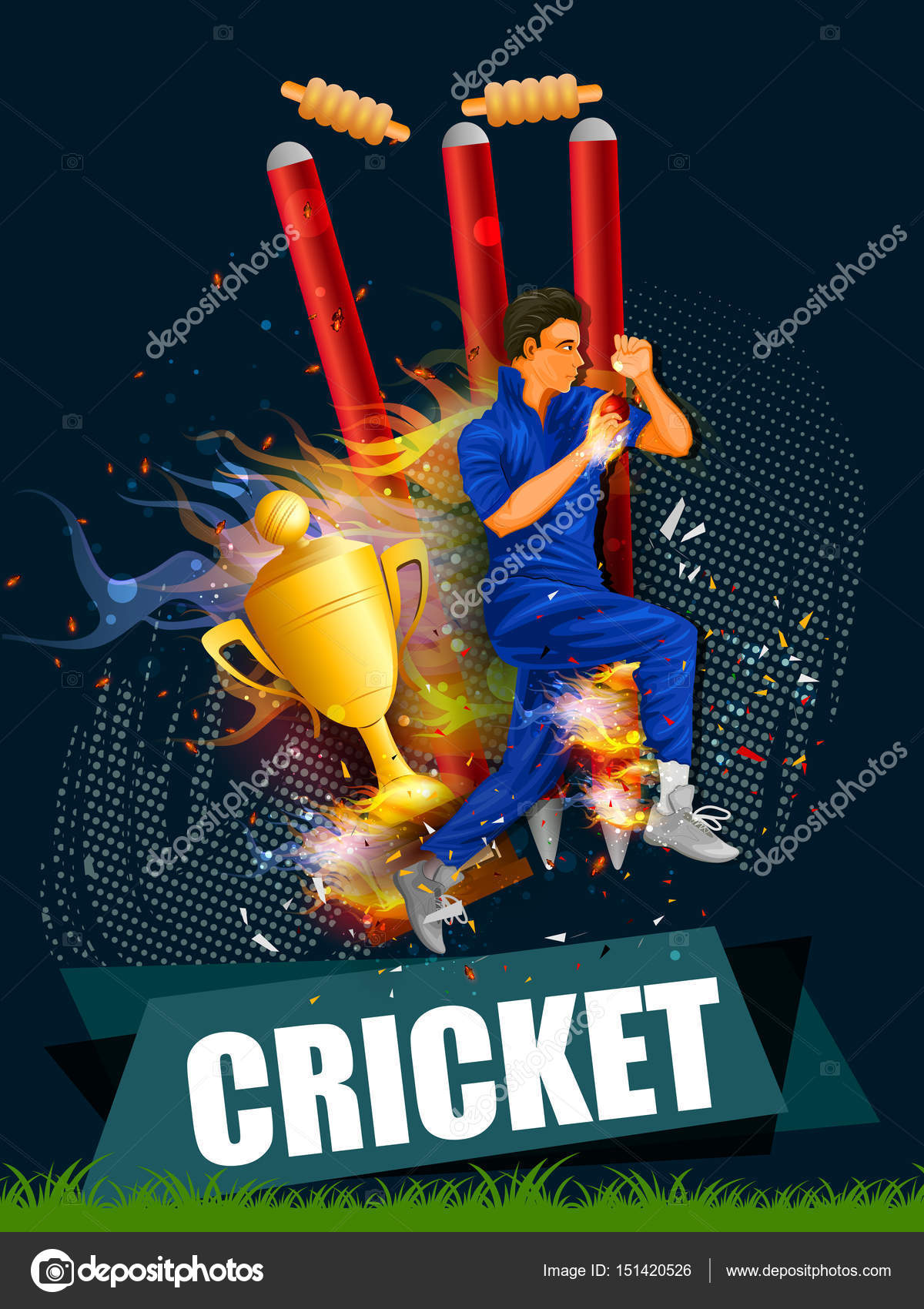 Cricket Tournament poster or template design with illustration of cricket elements and winner crown Poster template design Illustration design Template design