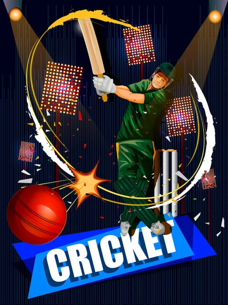 Giocatore nello sfondo del campionato di cricket — Vettoriale Stock