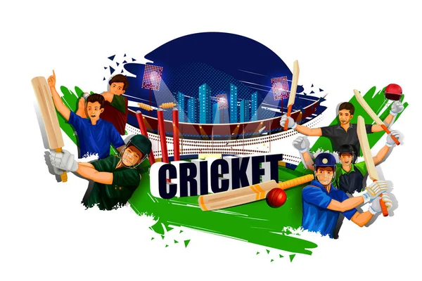 Jugador en el fondo del Campeonato de Cricket — Archivo Imágenes Vectoriales