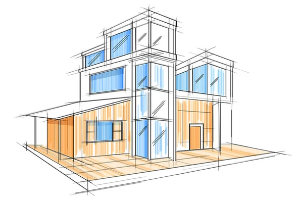 Desenho do projecto de projecto de projecto de construção exterior —  Vetores de Stock