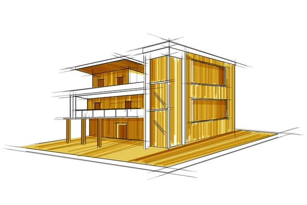 Esquisse du projet de plan directeur du bâtiment extérieur — Image vectorielle