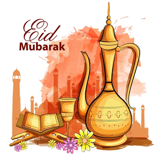 Eid Mubarak gelukkig Eid achtergrond — Stockvector