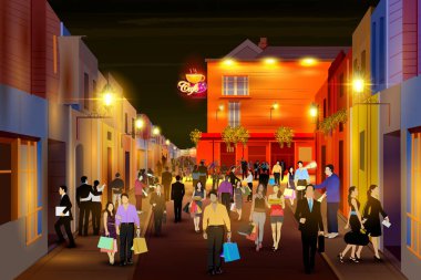 İşlek cadde şehir gece hayatı