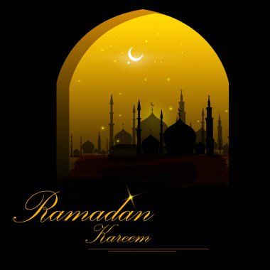 İslam tasarım cami kapı ve pencere Ramazan Kareem mutlu bayram kutlama arka planı için