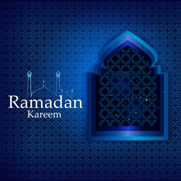 Ισλαμική σχεδιασμό Τζαμί πόρτα και παράθυρο για φόντο γιορτή Ραμαζάνι Kareem Happy Eid — Διανυσματικό Αρχείο