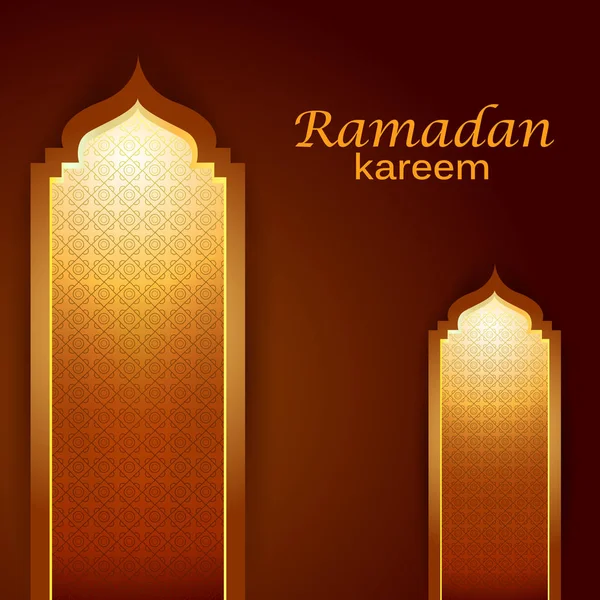 Projeto islâmico porta mesquita e janela para Ramadan Kareem feliz Eid celebração fundo — Vetor de Stock
