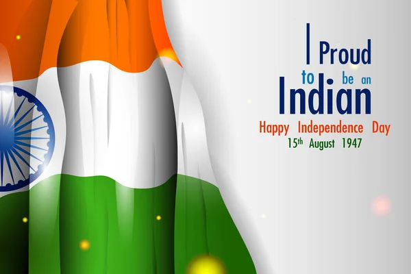Indiase vlag op de achtergrond van de gelukkige dag van de onafhankelijkheid van India — Stockvector