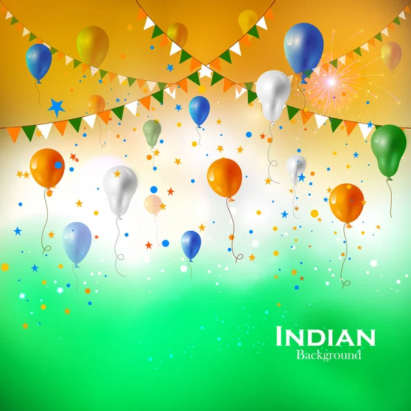 三色气球飞上印度背景 — 图库矢量图片