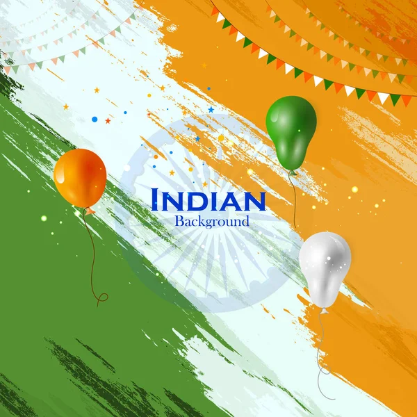 Tricolor ilmapallo lentää Intian tausta — vektorikuva