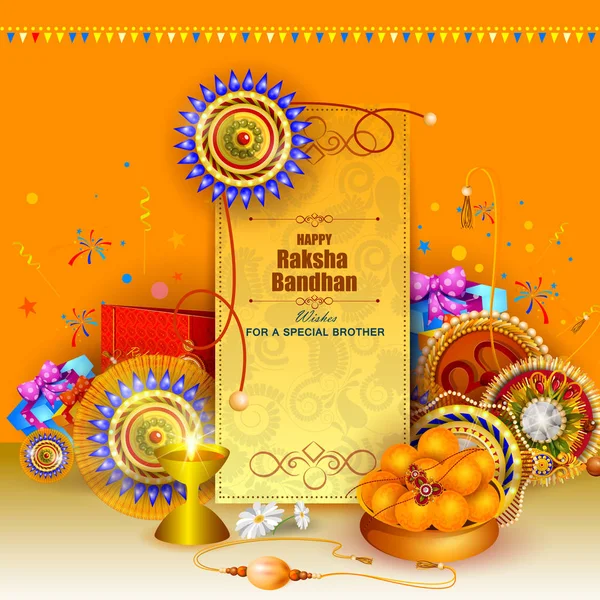 Rakhi fundo para o festival indiano celebração bandhan Raksha — Vetor de Stock
