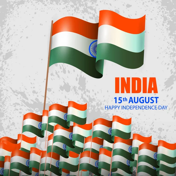 Bandiera indiana su sfondo Happy Independence Day of India — Vettoriale Stock