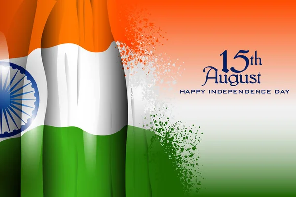 Bandiera indiana su sfondo Happy Independence Day of India — Vettoriale Stock