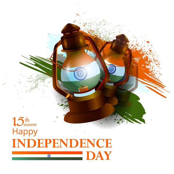 Flaga Indii na tle szczęśliwy dzień niepodległości Indii — Wektor stockowy