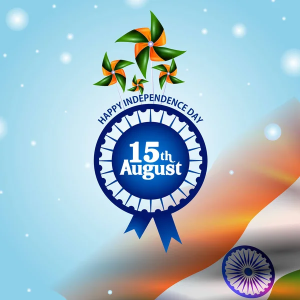 Ασόκα τσάκρα σε φόντο ευτυχισμένη ημέρα της ανεξαρτησίας της Ινδίας — Διανυσματικό Αρχείο