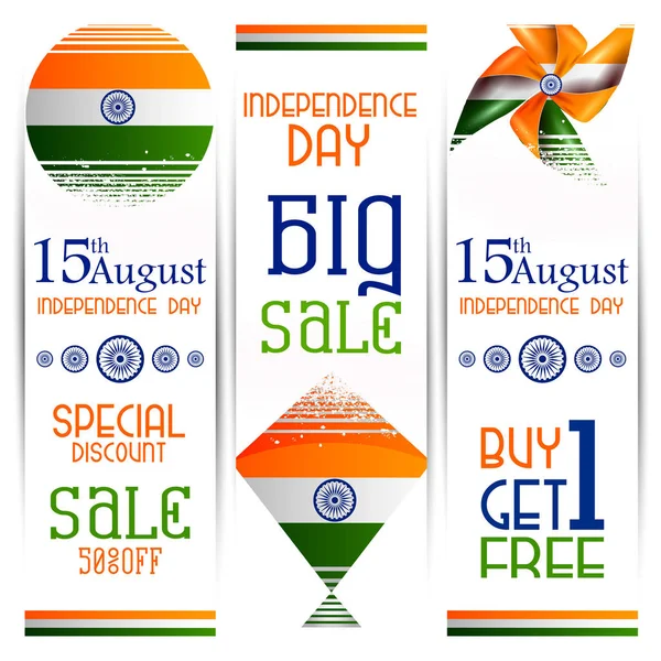 Bandera de la India en el feliz Día de la Independencia de la India Venta y Promoción de fondo — Vector de stock