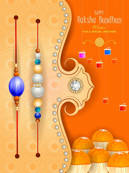 Rakhi bakgrund för indiska festivalen Raksha bandhan firande — Stock vektor