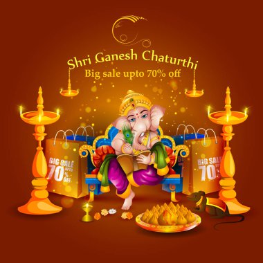 Ganesh Chaturthi satış promosyon reklam zemin üzerinde Lord Ganpati