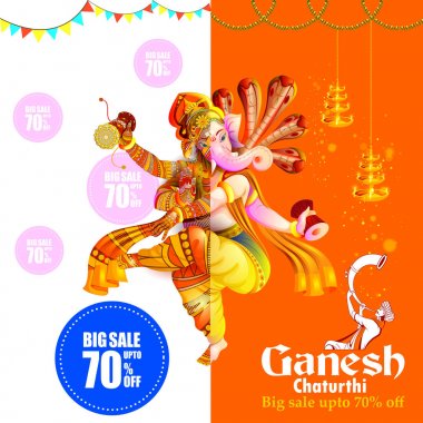 Ganesh Chaturthi satış promosyon reklam zemin üzerinde Lord Ganpati
