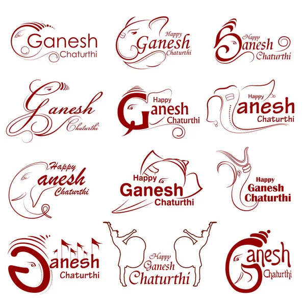 Lord Ganpati em Ganesh Chaturthi fundo —  Vetores de Stock