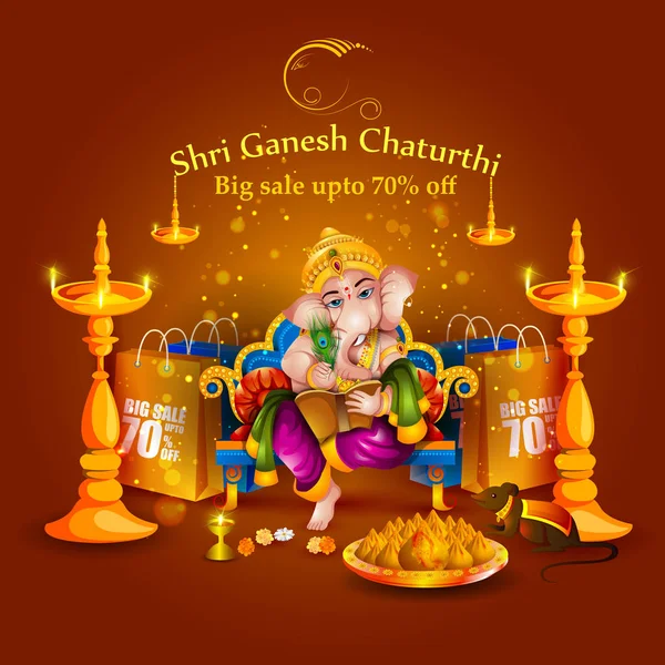 Ganesh Chaturthi satış promosyon reklam zemin üzerinde Lord Ganpati