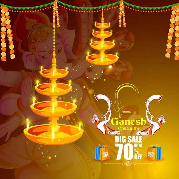 Ganesh Chaturthi satış promosyon reklam zemin üzerinde Lord Ganpati