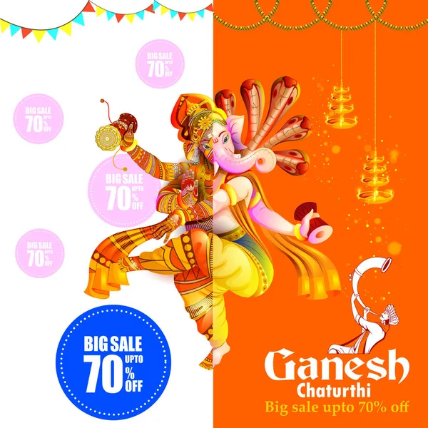 Ganesh Chaturthi satış promosyon reklam zemin üzerinde Lord Ganpati