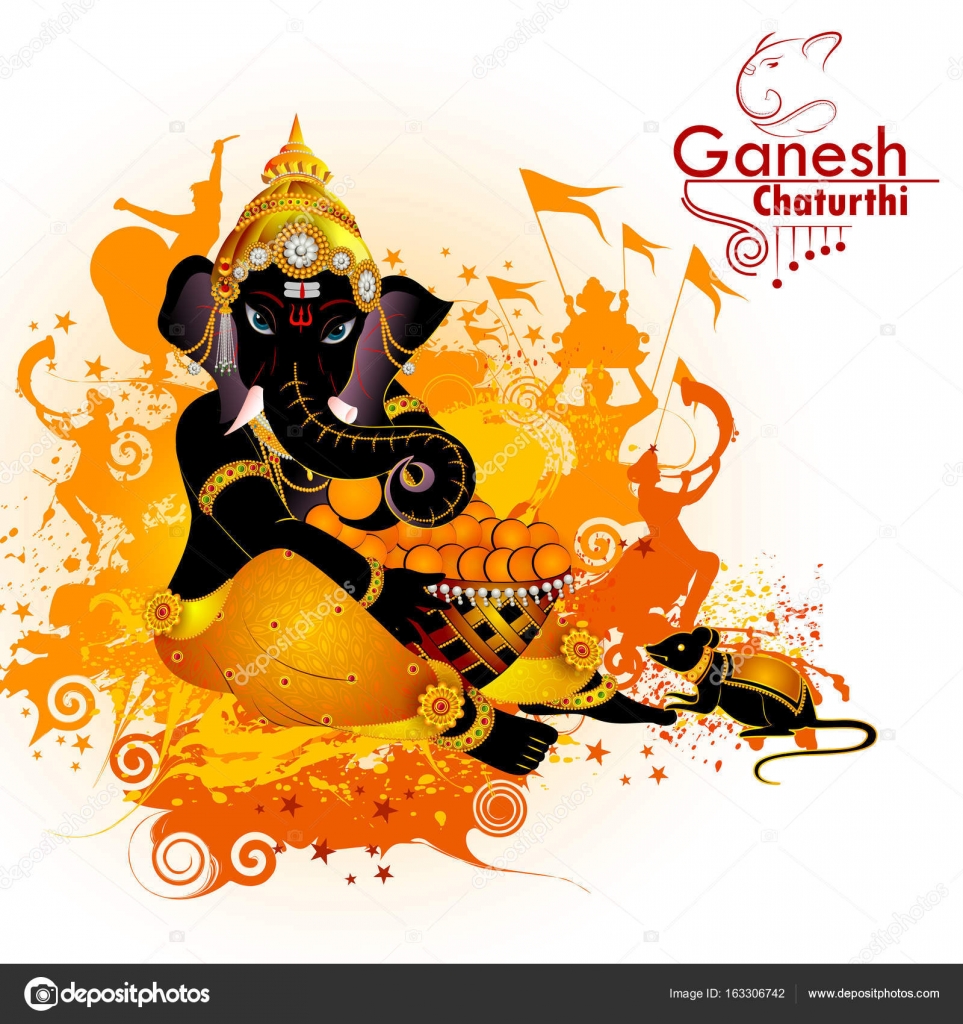 Lord Ganpati on Ganesh Chaturthi background Stock Vector Image by  ©snapgalleria #163306742