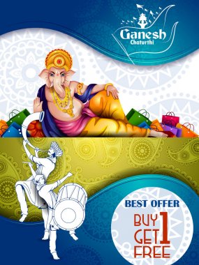 Ganesh Chaturthi satış promosyon reklam zemin üzerinde Lord Ganpati