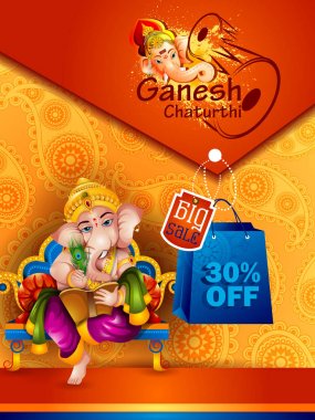 Ganesh Chaturthi satış promosyon reklam zemin üzerinde Lord Ganpati