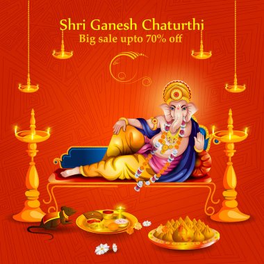 Ganesh Chaturthi satış promosyon reklam zemin üzerinde Lord Ganpati