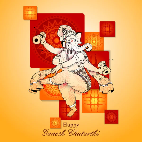 Lord Ganpati em Ganesh Chaturthi fundo —  Vetores de Stock