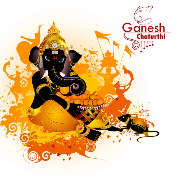 Lord Ganpati em Ganesh Chaturthi fundo —  Vetores de Stock