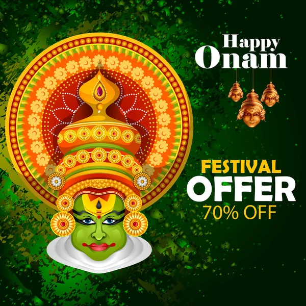 Selamat hari libur Onam untuk latar festival India Selatan - Stok Vektor