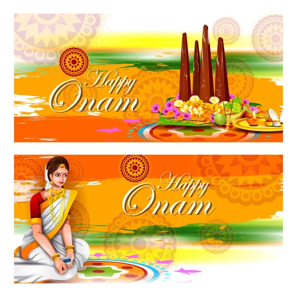 Güney Hindistan festivali için iyi bayramlar. — Stok Vektör