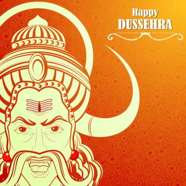 Festival Hindistan gösterilen mutlu Dussehra arka planda Ravana canavar