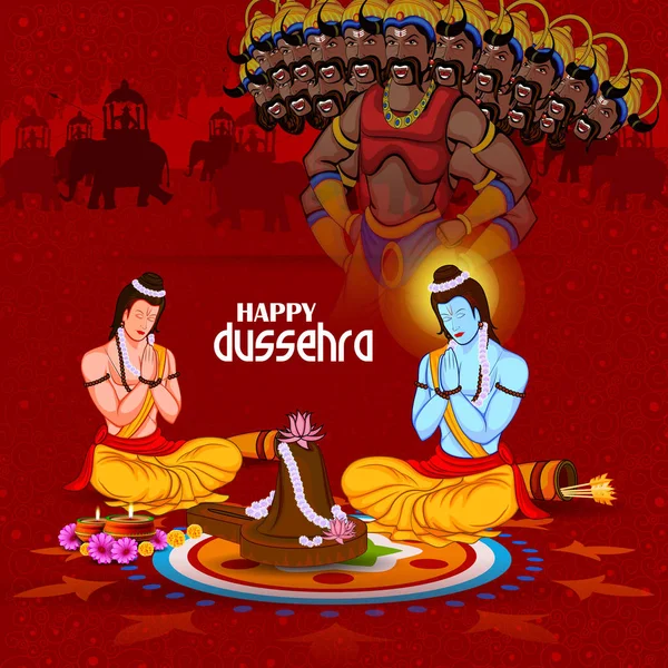 Feliz Dussehra fondo mostrando festival de la India — Vector de stock