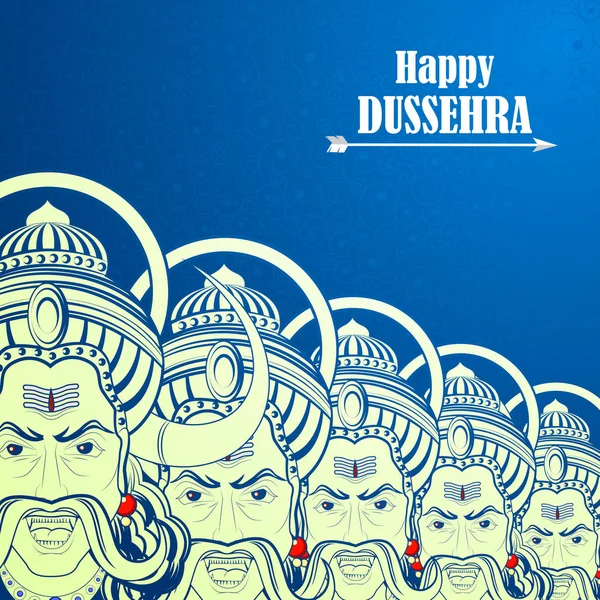 Ravana monstro no fundo Happy Dussehra mostrando festival da Índia —  Vetores de Stock