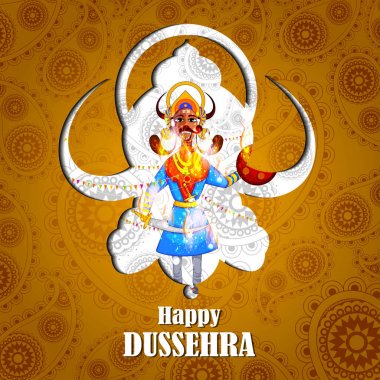 Festival Hindistan gösterilen mutlu Dussehra arka planda Ravana canavar