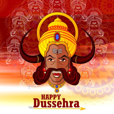 Festival Hindistan gösterilen mutlu Dussehra arka planda Ravana canavar