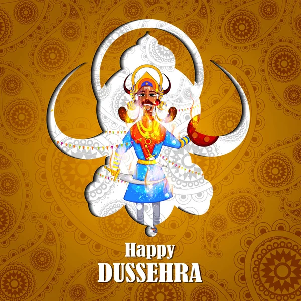 Festival Hindistan gösterilen mutlu Dussehra arka planda Ravana canavar — Stok Vektör