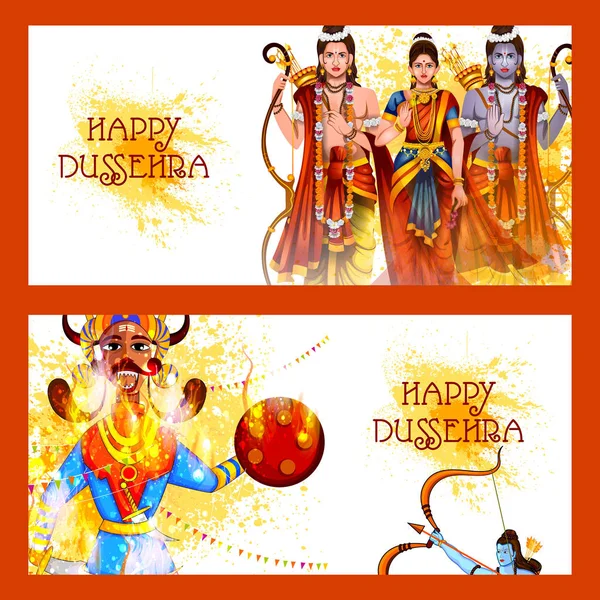 Happy Dussehra háttere találat, az indiai fesztivál — Stock Vector